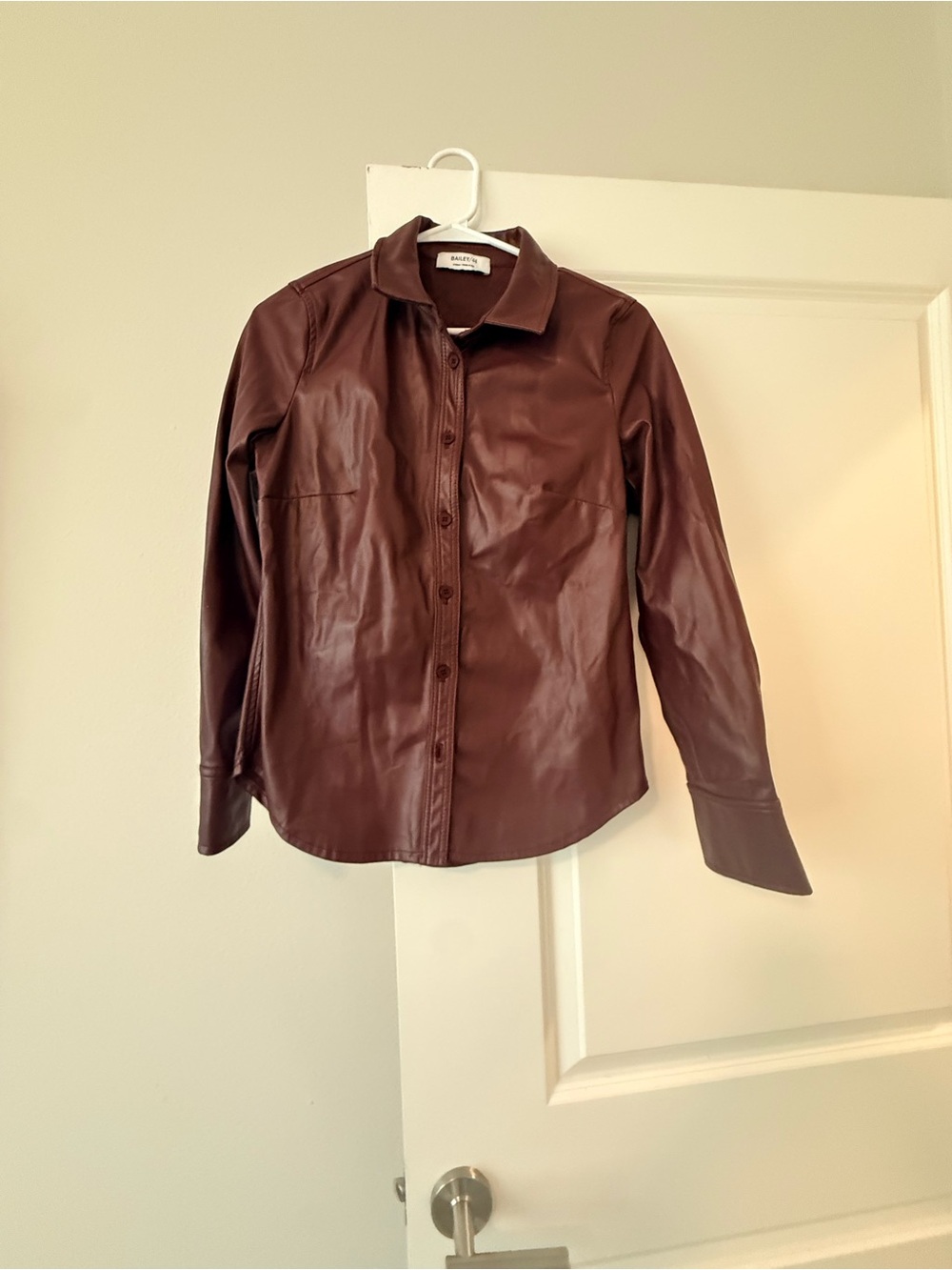 Bailey 44 Deep Brown Faux Leather Button-Up Shirt